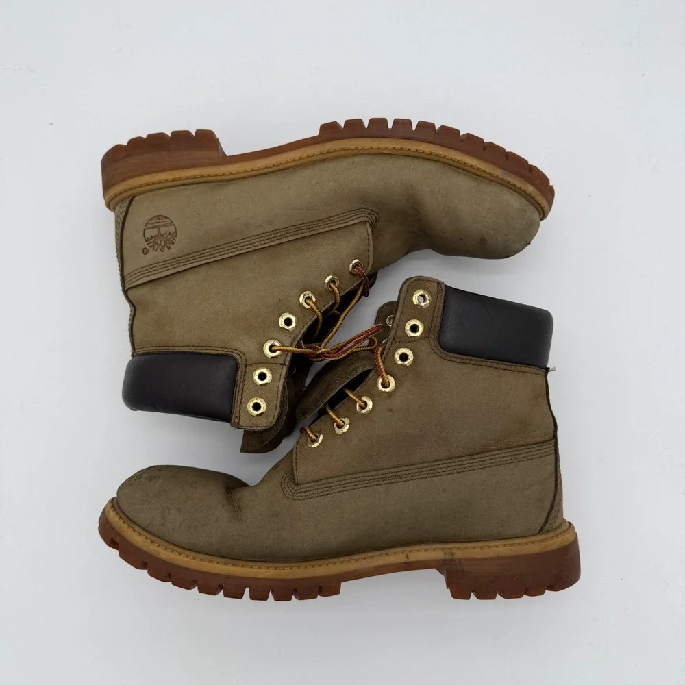 Timberland 6 Inch Premium Waterproof Boots Olive Green Nubuck 6055B Mens 10.5 M
